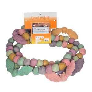 Candy Corn Lane Pastel Rainbow Halloween Bats Wool Felt Ball Garland Banner
